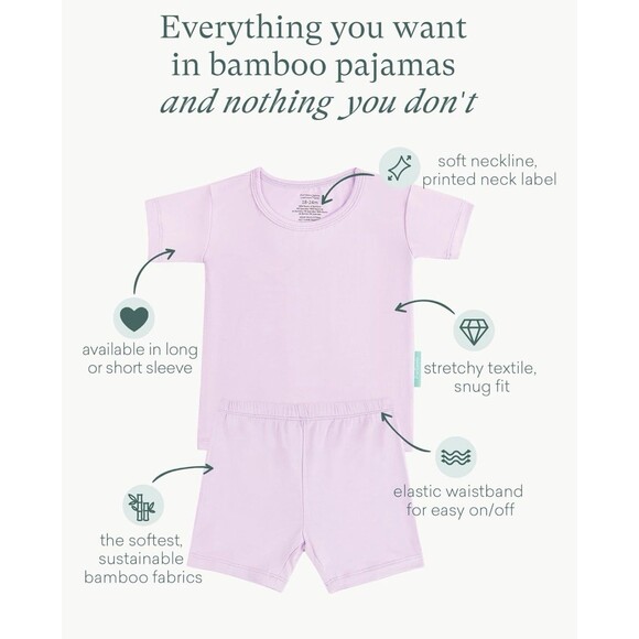 PurComfy Bamboo Pajama Set Blush and Lilac Size 3T Toddler Baby Girl NWT 2pc NEW - Picture 2 of 9